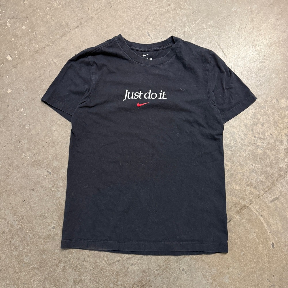 Nike Just Do It Graphic‎ T-Shirt Mens Small Black Red Swoosh Short Sleeve Tee